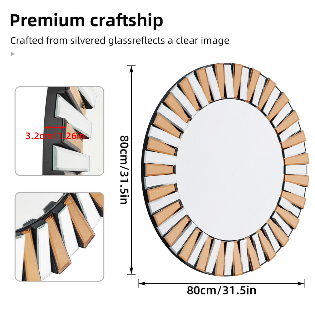 Mirrors: Radiant Sunburst Mirror: Elegant Wall Mounted Decor for Your Living Space