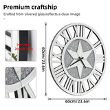 Clocks: Sparkle Twinkle Crystal Diamond Wall Clock Silver Mirror Wall Decor Big Clocks