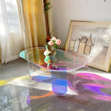 Side Tables: Gorgeous Iridescent Acrylic Side Table Cool Rainbow Coffee Table Home Art Decor
