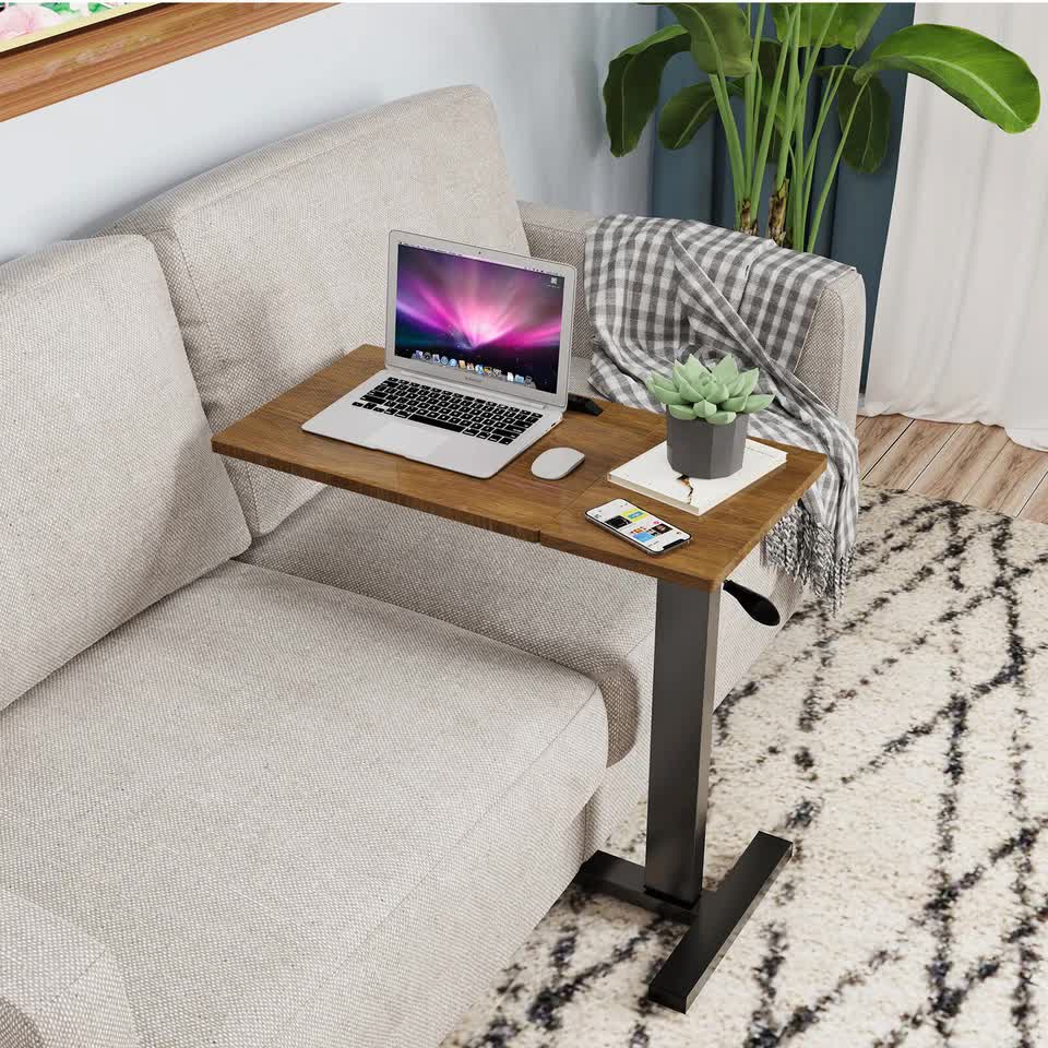 Premium height Adjustable Overbed Bedside Table With Wheels Solid Tilt Tray Table