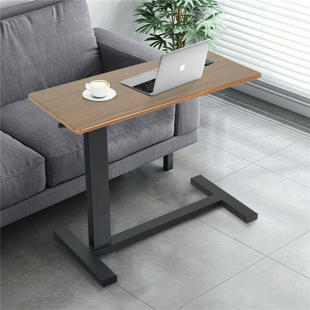 Non Tilt Top Overbed Bedside Table with Auto-Touch Adjustable Height Wheels