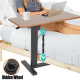 Non Tilt Top Overbed Bedside Table with Auto-Touch Adjustable Height Wheels
