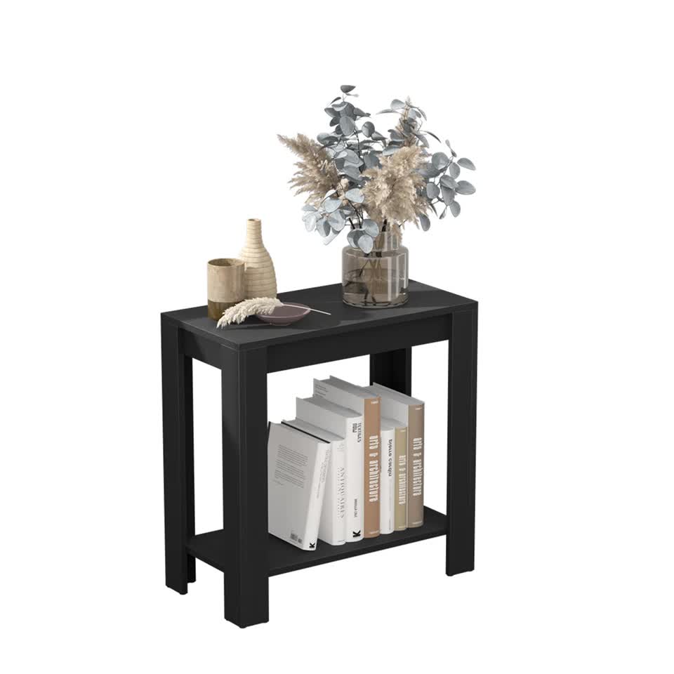 Dining Tables: Rustic 2Tiers Side Table Open Accent Table Bedside Storage Slim Coffee End Table