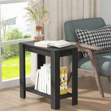 Dining Tables: Rustic 2Tiers Side Table Open Accent Table Bedside Storage Slim Coffee End Table