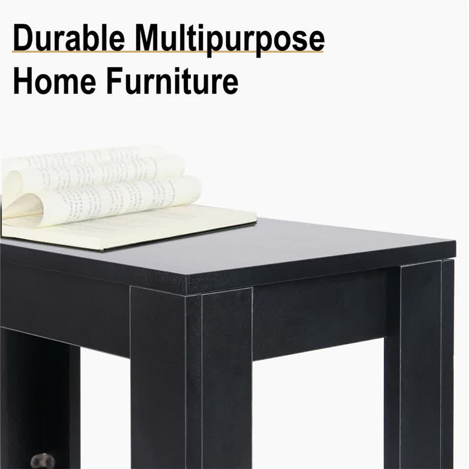 Dining Tables: Rustic 2Tiers Side Table Open Accent Table Bedside Storage Slim Coffee End Table