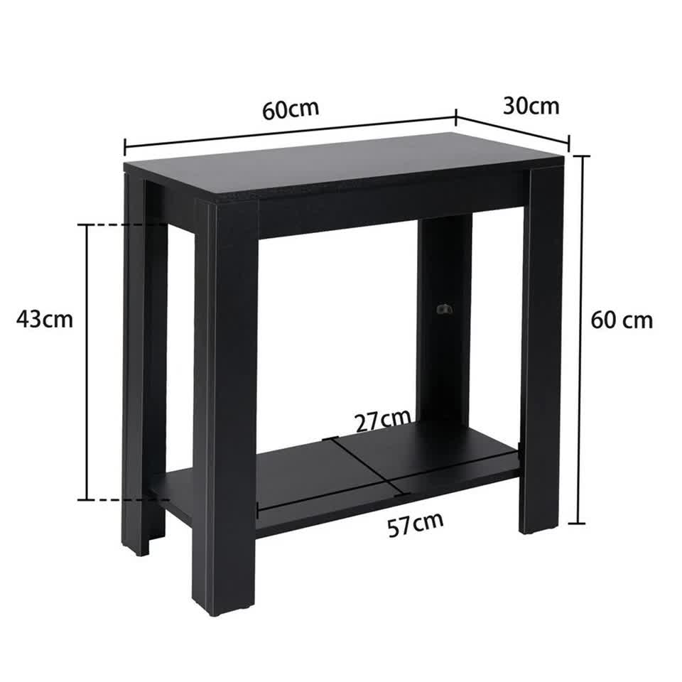 Dining Tables: Rustic 2Tiers Side Table Open Accent Table Bedside Storage Slim Coffee End Table