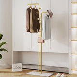 Coat Racks: Double Pole Metal Coat Rack with Marble Base - Free Standing Clothes and Hat Stand AU