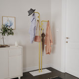 Coat Racks: Double Pole Metal Coat Rack with Marble Base - Free Standing Clothes and Hat Stand AU