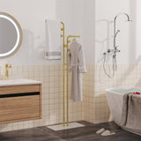 Coat Racks: Double Pole Metal Coat Rack with Marble Base - Free Standing Clothes and Hat Stand AU