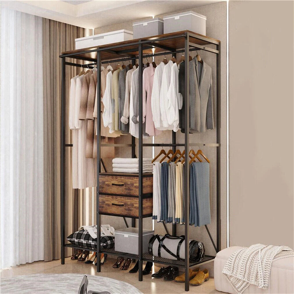 XXXL Large Open Wardrobe Closet - Freestanding Clothes Rail Rack with Curtains (AU)