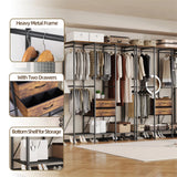 Clothing & Wardrobe Storage: Freestanding Open Wardrobe with Clothes Rail and Curtains