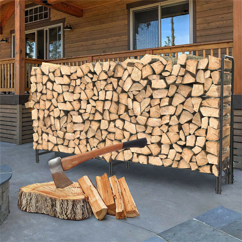 Garden Beds & Planters: FIN 233cm Extra Long Heavy Duty Firewood Log Rack Metal Storage Holder Garden Indoor