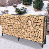 Garden Beds & Planters: FIN 233cm Extra Long Heavy Duty Firewood Log Rack Metal Storage Holder Garden Indoor