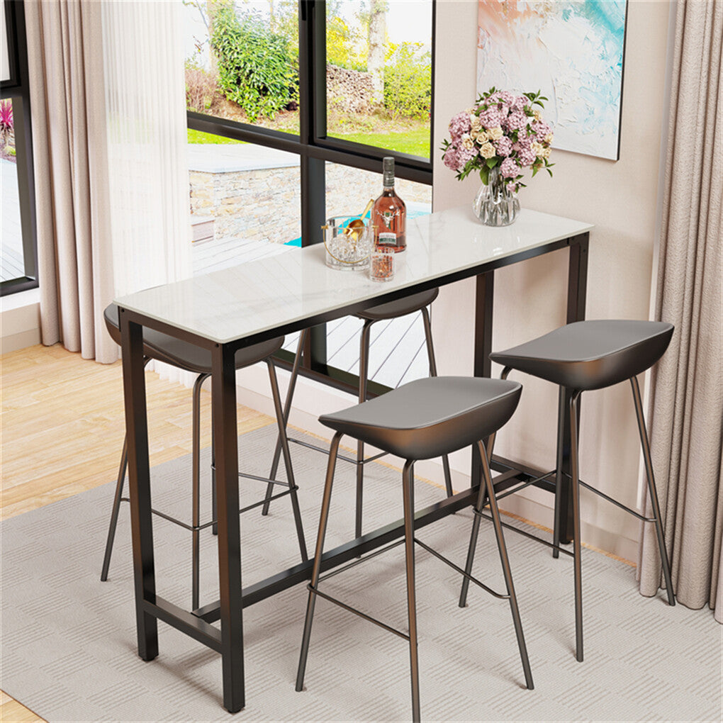 Table & Bar Stools: Xxl Marble Kitchen Bar Table Counter Breakfast Dining Table W/ Thicken Metal Leg