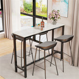 Table & Bar Stools: Xxl Marble Kitchen Bar Table Counter Breakfast Dining Table W/ Thicken Metal Leg