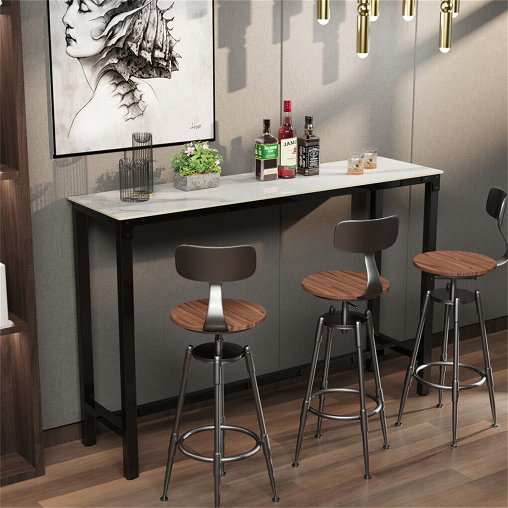 Table & Bar Stools: Xxl Marble Kitchen Bar Table Counter Breakfast Dining Table W/ Thicken Metal Leg