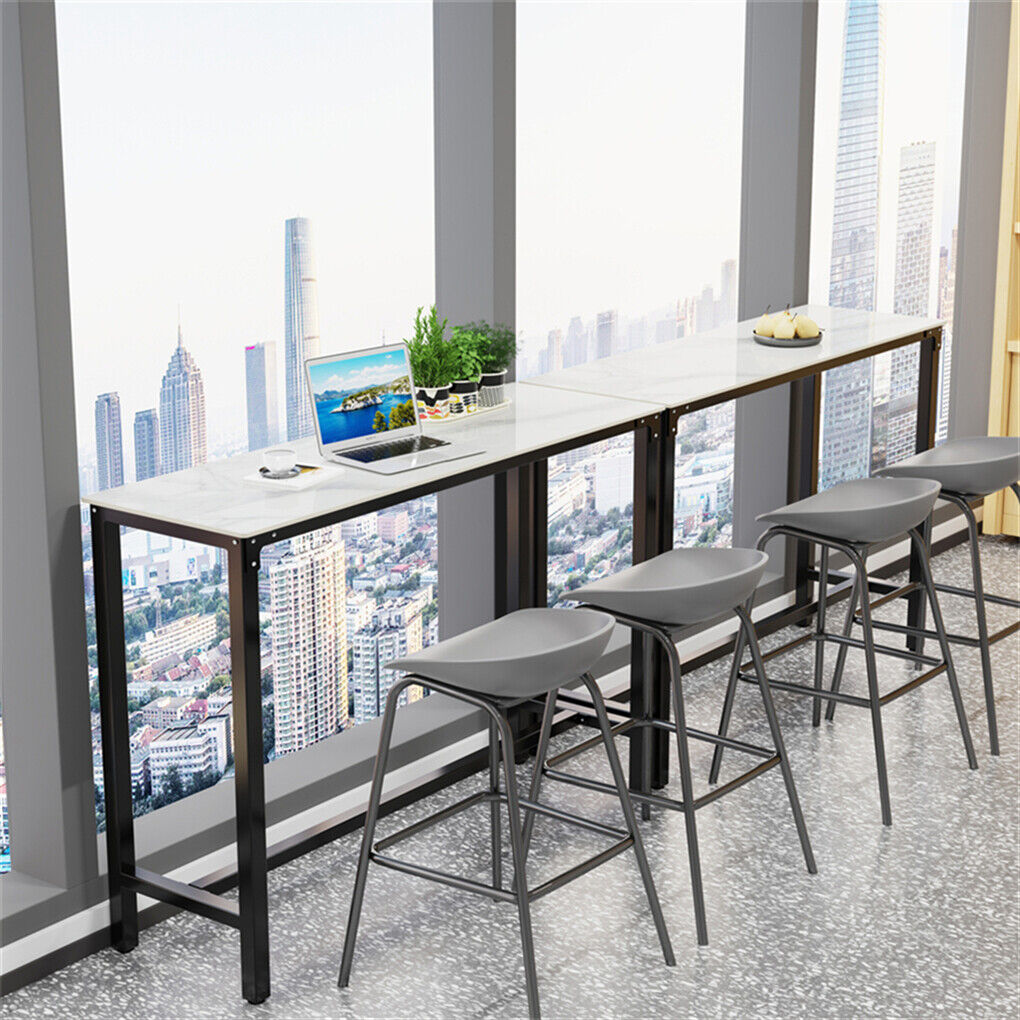 Table & Bar Stools: Xxl Marble Kitchen Bar Table Counter Breakfast Dining Table W/ Thicken Metal Leg