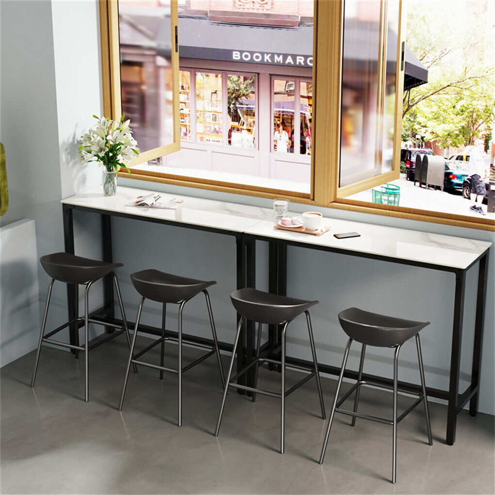 Table & Bar Stools: Xxl Marble Kitchen Bar Table Counter Breakfast Dining Table W/ Thicken Metal Leg