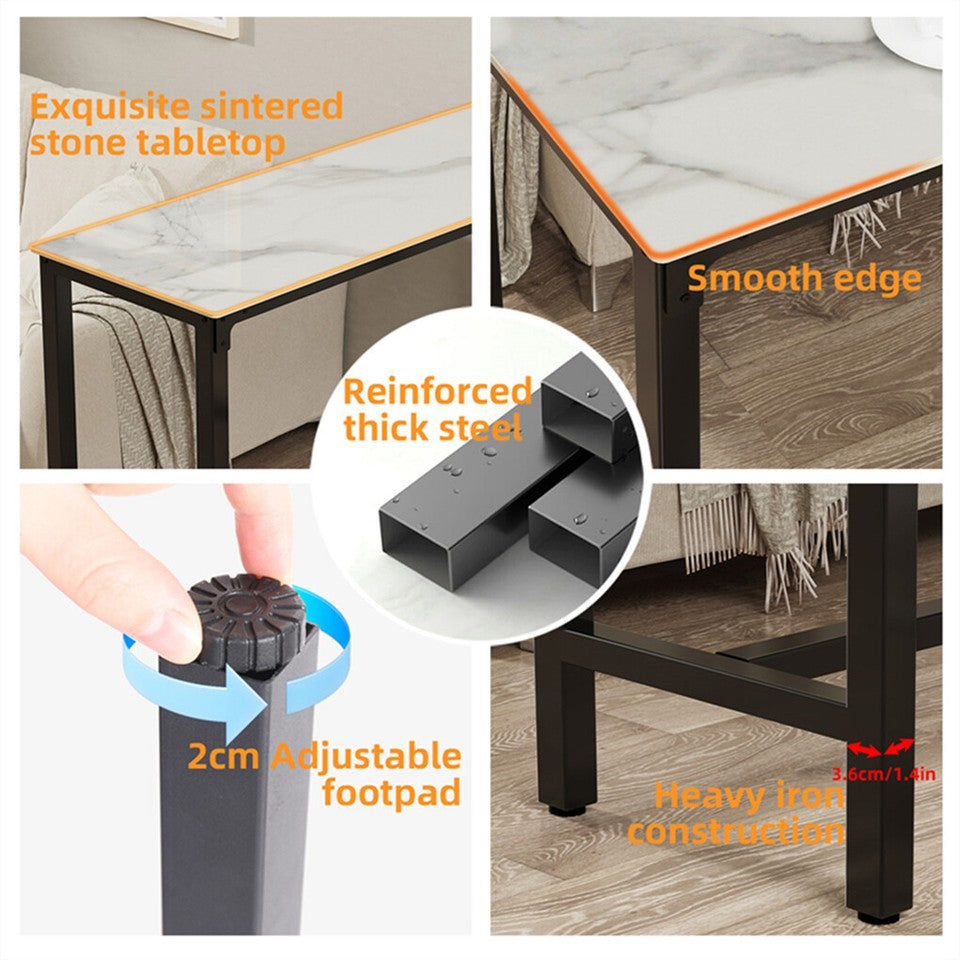 Table & Bar Stools: Xxl Marble Kitchen Bar Table Counter Breakfast Dining Table W/ Thicken Metal Leg