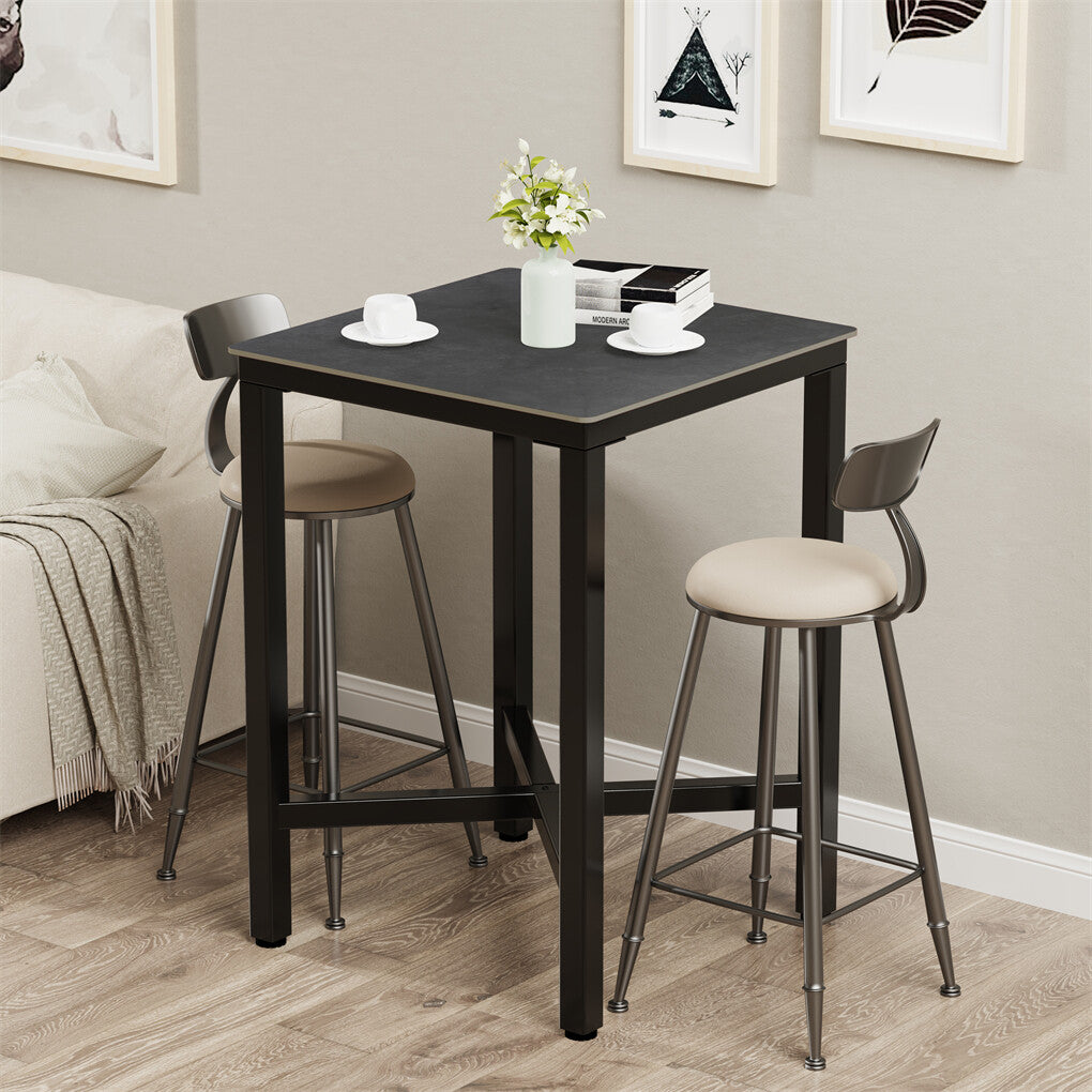 Table & Bar Stools: Tall Square Sintered Stone Bar Table