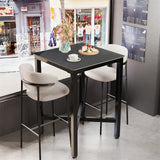 Table & Bar Stools: Tall Square Sintered Stone Bar Table