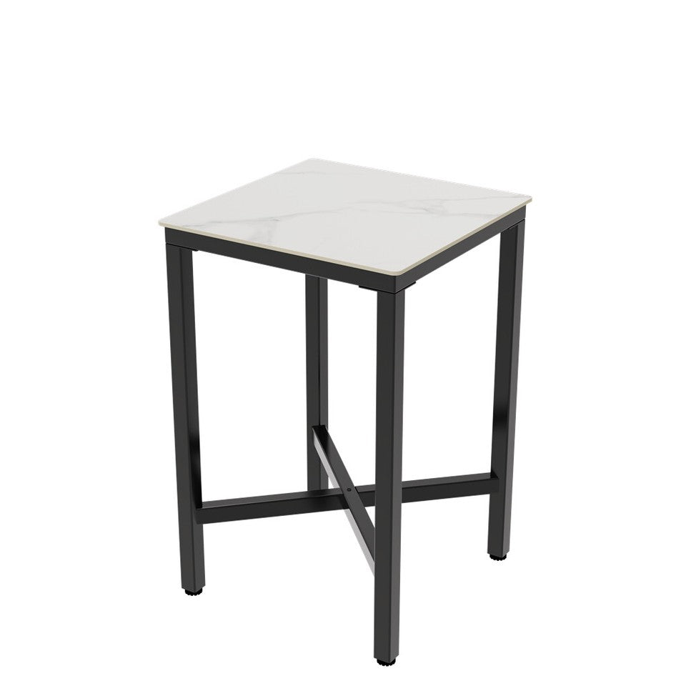 Table & Bar Stools: Tall Square Sintered Stone Bar Table