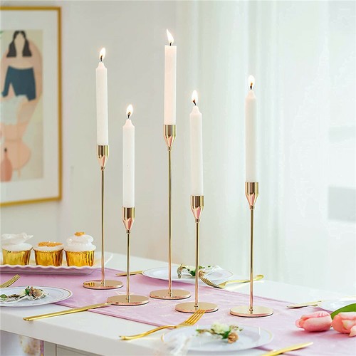 Candle Accessories: Set of 3 Decorative Candlestick Holder- gold
