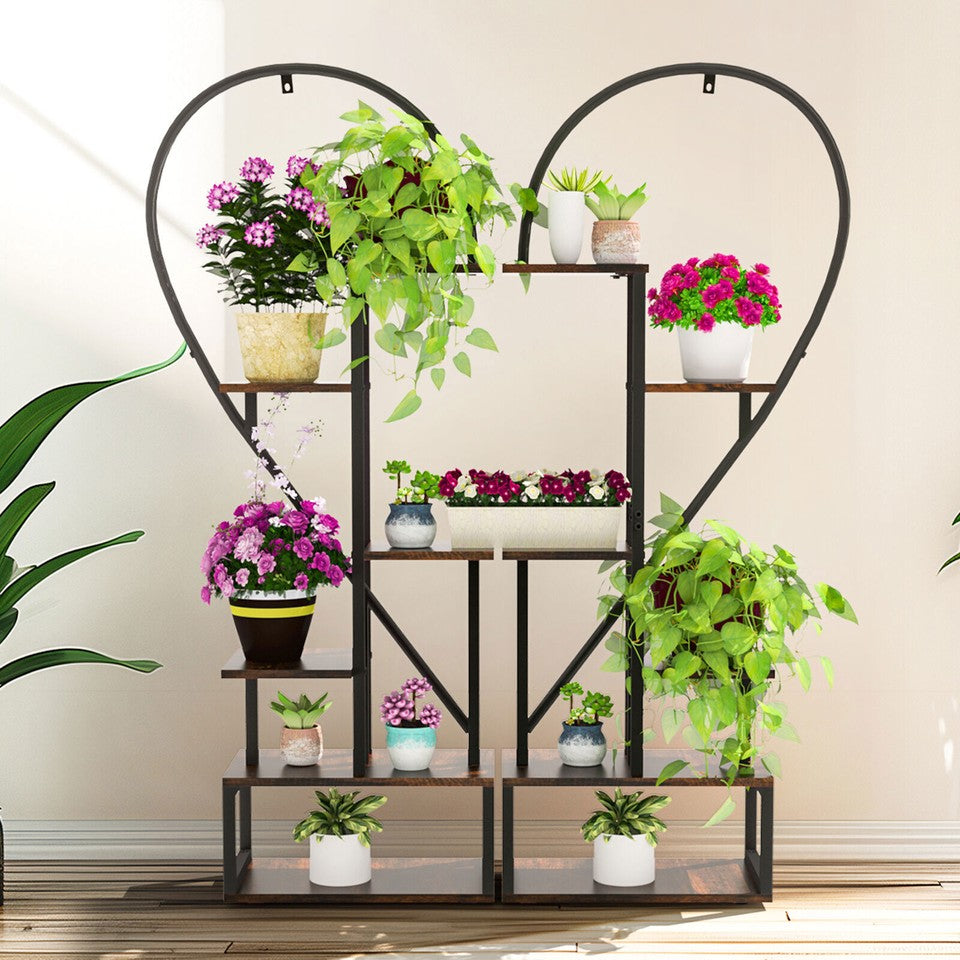 Gardening Accessories: Fin Merge/Separate Metal Plant Stand Heart Shape Ladder Book Shelf For Indoor Garden
