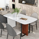 Dining Tables: Upscale Marble Dining Table 4-6 Seat Rectangle Kitchen Table Robust Table Bases
