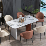 Dining Tables: Upscale Marble Dining Table 4-6 Seat Rectangle Kitchen Table Robust Table Bases