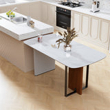 Dining Tables: Upscale Marble Dining Table 4-6 Seat Rectangle Kitchen Table Robust Table Bases