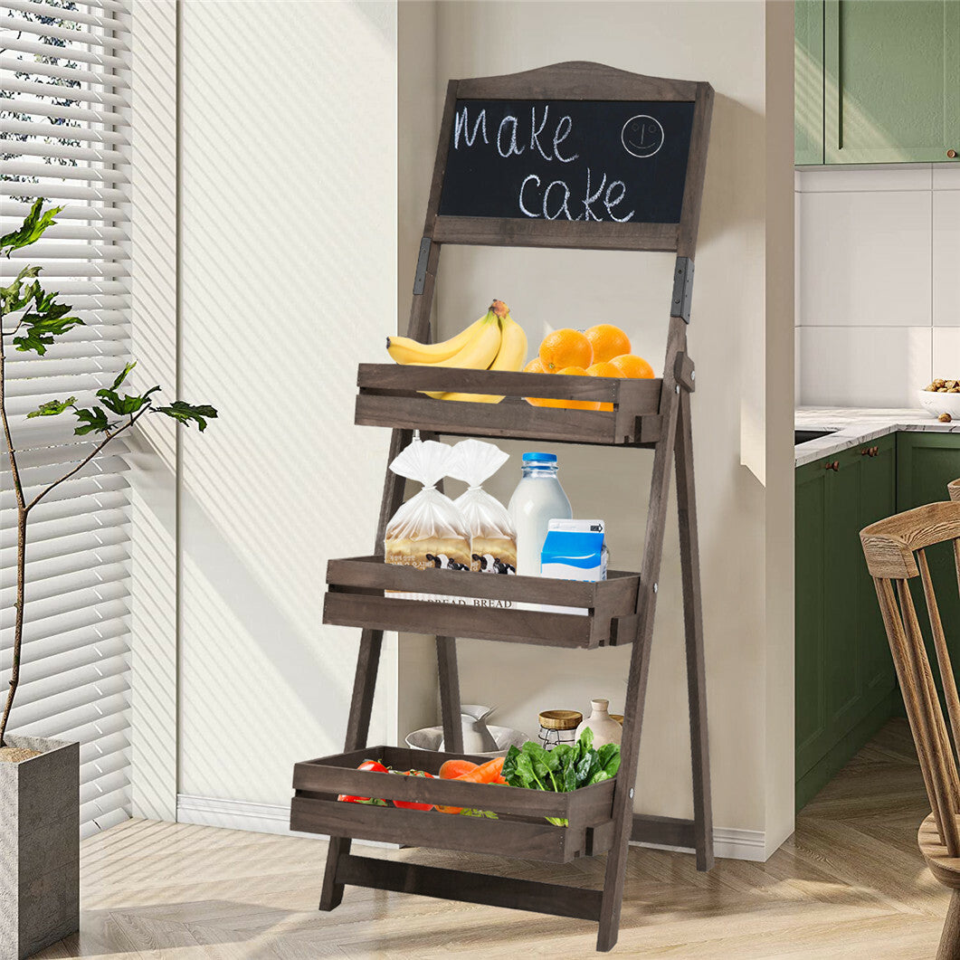Pots, Planters & Accessories: 3-Tier A-Frame Wooden Sidewalk Sign Chalkboard With Display Shelf Planter Stand