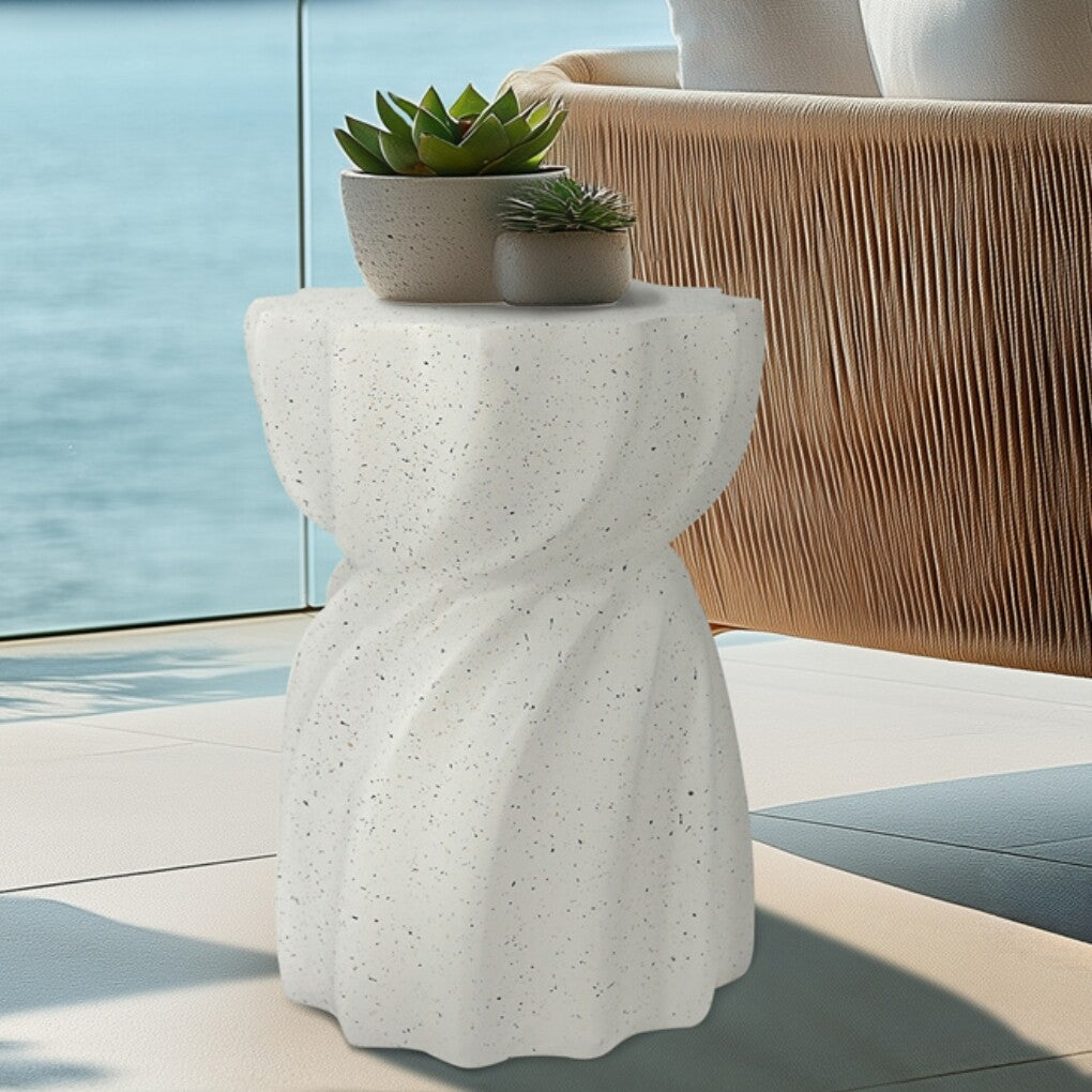 Side Tables: Modern Hourglass Concrete Accent End Table Outdoor Patio Table Garden Furniture