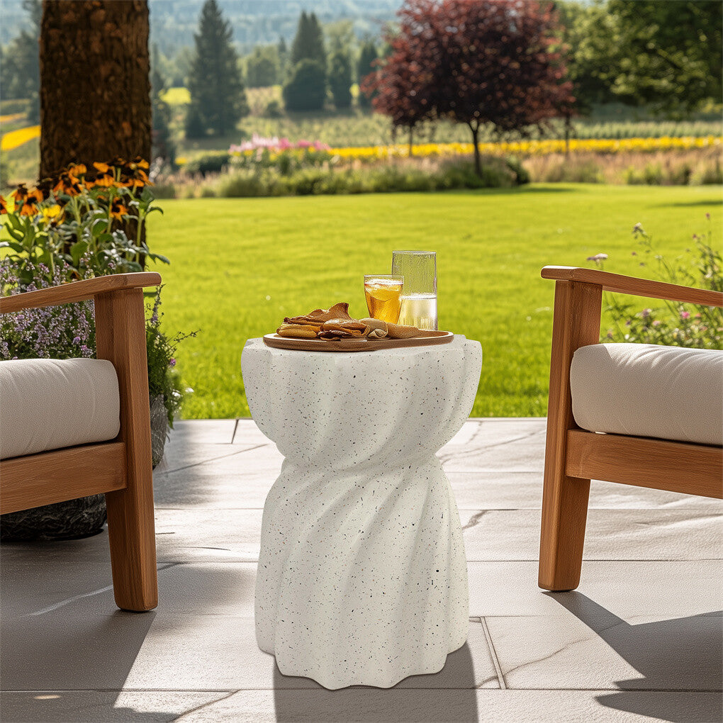 Side Tables: Modern Hourglass Concrete Accent End Table Outdoor Patio Table Garden Furniture