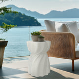 Side Tables: Modern Hourglass Concrete Accent End Table Outdoor Patio Table Garden Furniture