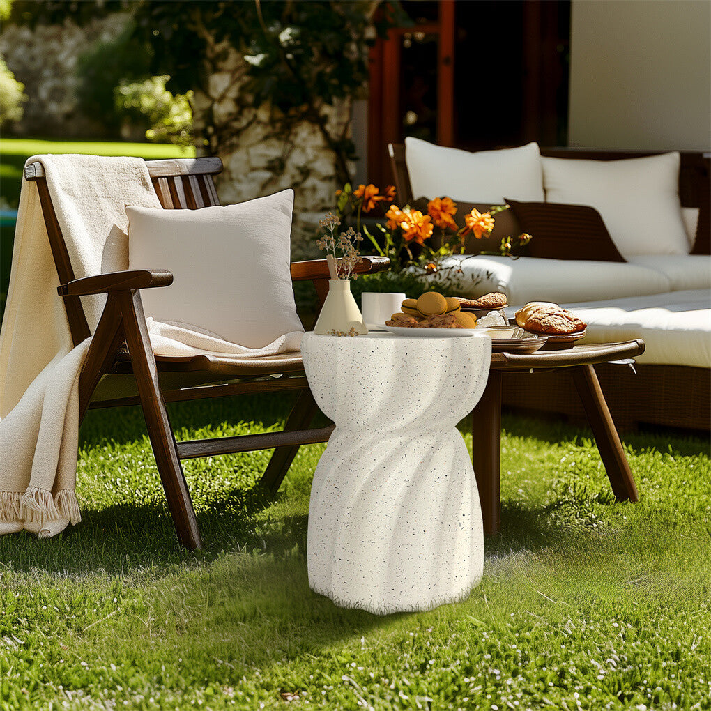 Side Tables: Modern Hourglass Concrete Accent End Table Outdoor Patio Table Garden Furniture