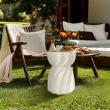 Side Tables: Modern Hourglass Concrete Accent End Table Outdoor Patio Table Garden Furniture