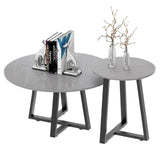 Side Tables: Set of 2 Grey Sintered Stone Tables