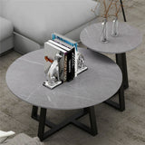 Side Tables: Set of 2 Grey Sintered Stone Tables