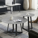 Side Tables: Set of 2 Grey Sintered Stone Tables