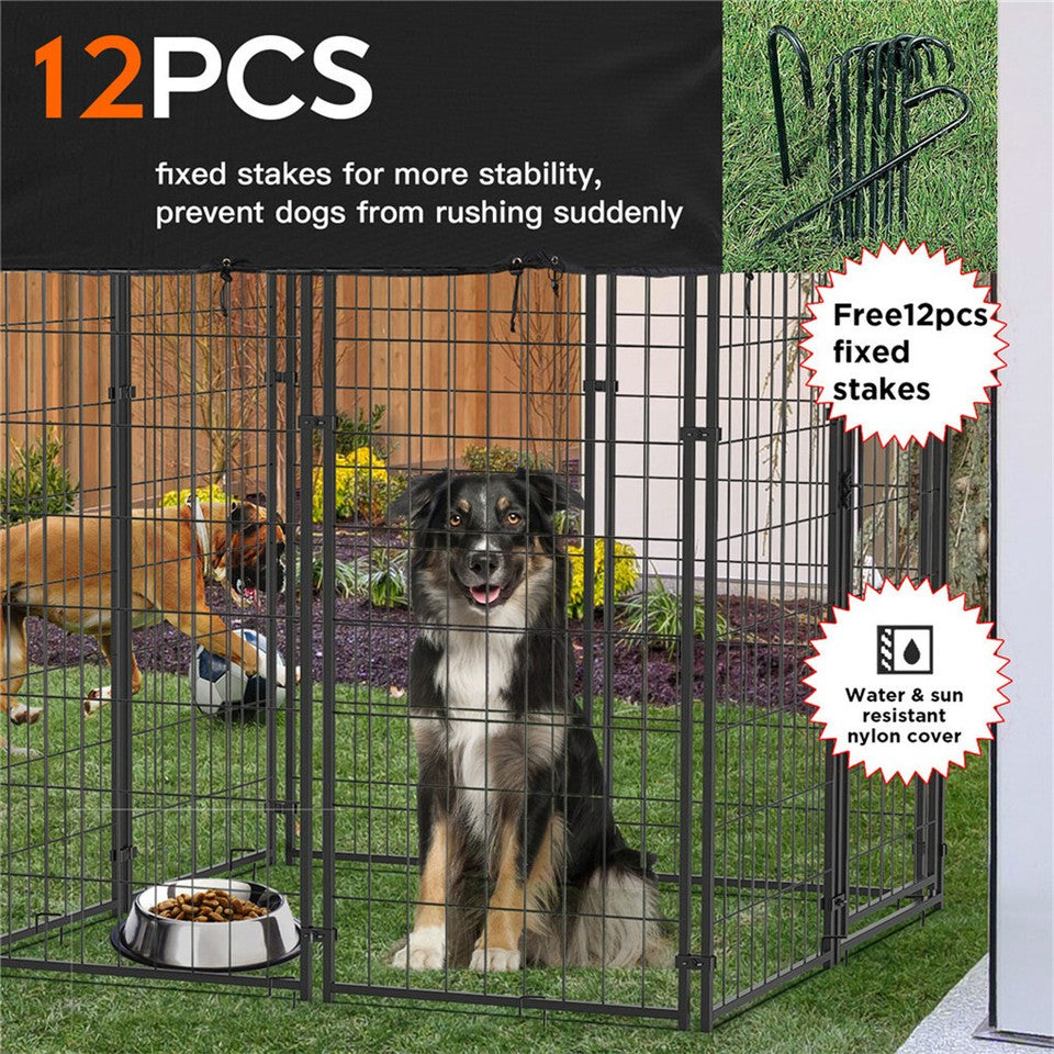 Dog Playpens & Gates: Jumbo Outdoor Dog Kennel Heavy Duty Pet Playpen Pre-galvanized Animal Cage Fence