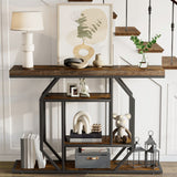 Table & Bar Stools: 4-Tier Large Vintage Console Table Ultra Long Entryway Sofa Storage Table Hallwa