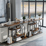 Table & Bar Stools: 4-Tier Large Vintage Console Table Ultra Long Entryway Sofa Storage Table Hallwa