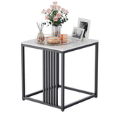 Side Tables: Luxury square side table marble stone-Black frame