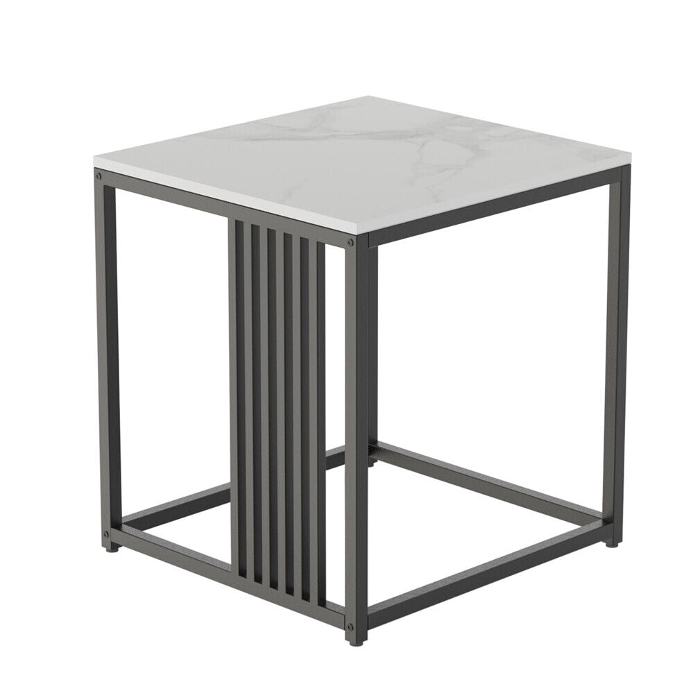 Side Tables: Luxury square side table marble stone-Black frame