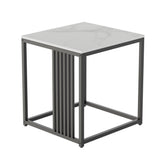 Side Tables: Luxury square side table marble stone-Black frame