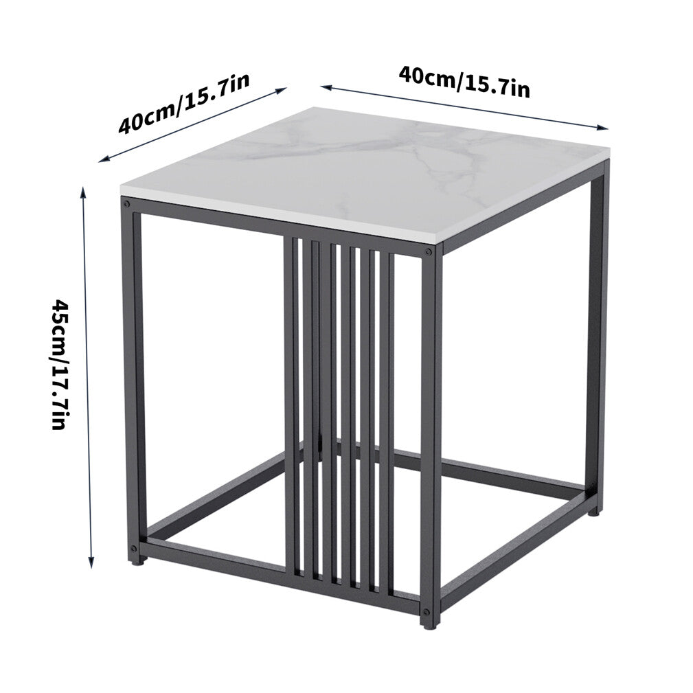 Side Tables: Luxury square side table marble stone-Black frame