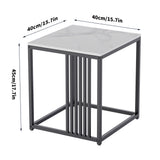 Side Tables: Luxury square side table marble stone-Black frame