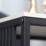 Side Tables: Luxury square side table marble stone-Black frame