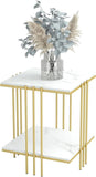 Bedside Tables: 2 Tier End Table Bedside Tables Sintered Stone Nightstand Display Storage Shelf